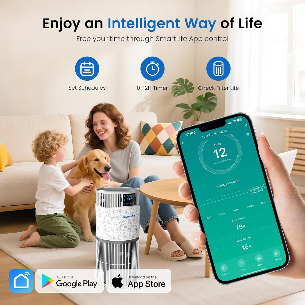 Air Purifier for Home Pets Large Room up to 4000 Sq Ft, H13 HEPA Whole House Air Purifier for Pet Hair Litter Box Odor, Aromatherapy, Smart WiFi, Washable Filter, 22dB Quiet for Bedroom