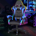 Racingreat Gaming Chair with RGB LED Lights, Ergonomic Computer Chair with Headrest and Lumbar Support, PU Leather High Back Height Adjustable Swivel Video Game Chairs for Adults(Blue)