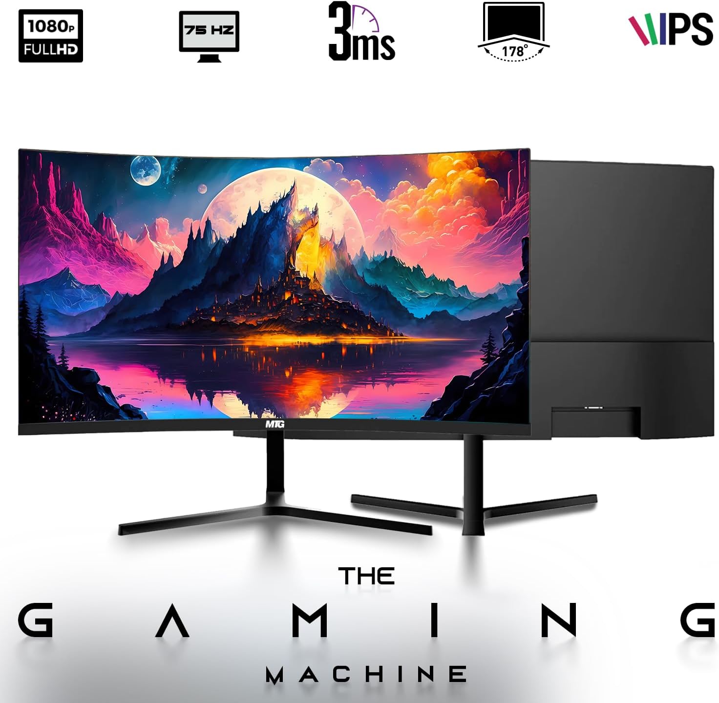 HP G3 Gaming Desktop PC Bundle with Core i7 32GB RAM 1TB SSD 24 inch Curved Monitor RTX 3060 Graphics RGB Keyboard with AI-Enabled Copilot Key Mouse Headphones Webcam Windows 11(Renewed)
