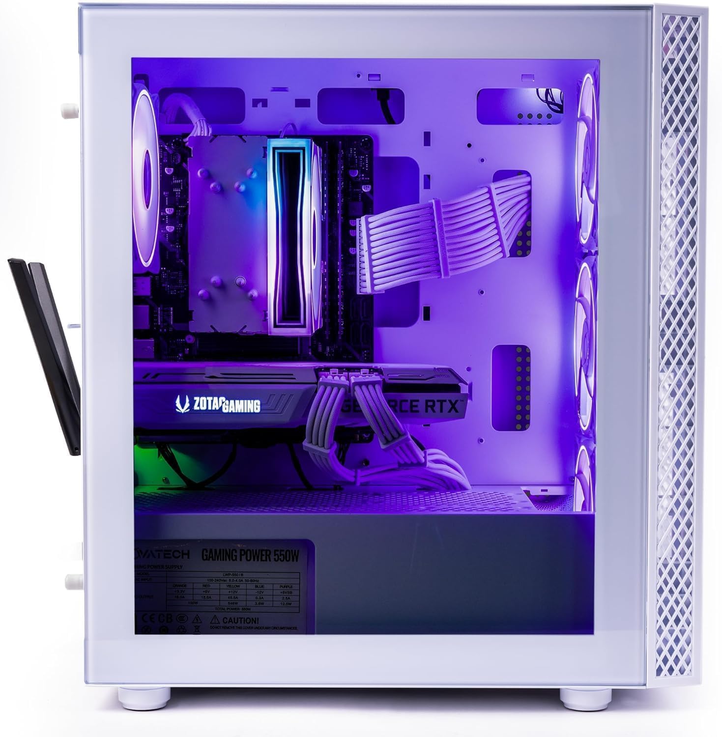 NOVATECH Phantom - Prebuilt Gaming PC Desktop Computer - RTX 3050 - i7 Xeon 3.5GHz - 16GB RAM - 512GB M.2 SSD WiFi/BT, Win 11 Pro - Gaming Computer Tower, Pre Built PC Gaming - 1 Year Warranty (White)