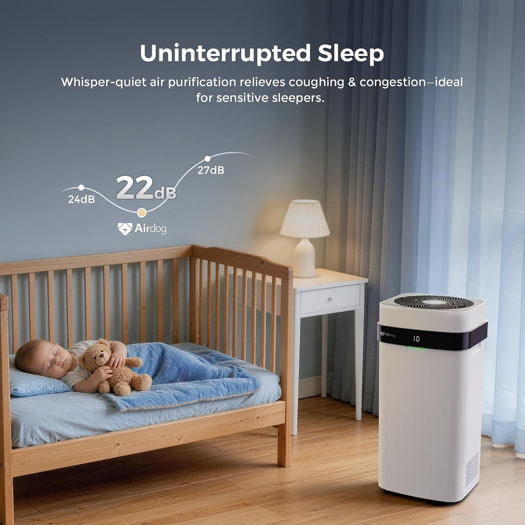 Airdog X5 Air Purifiers for Large Room, Patented TPA Tech Cover Up to 1614 Ft²,Washable and Reusable Filters,Whisper Quiet Smart Air Cleaner for Home, Pets, Allergies, Virus, Dust, Mold, Smoke
