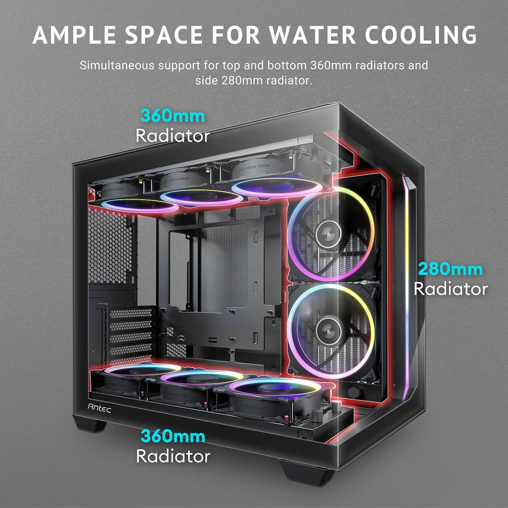Antec C5 ARGB, Mid-Tower ATX PC Case, Seamless Tempered Glass Front & Side Panels, 7×120mm ARGB PWM Fans Included, Supports Up to 10 Fans, 360mm Radiator Support, Type-C 3.2 Gen 2