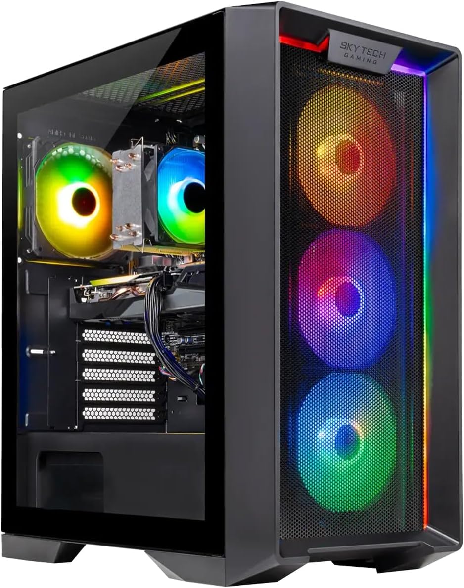 Skytech Gaming Nebula Gaming PC, AMD Ryzen 5 8400F 4.2GHz, AMD RX 9060 8GB VRAM, 1TB NVMe SSD, 32GB DDR5 RAM 5200, 650W Gold PSU, WI-FI 5, Windows 11, Desktop