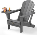 SERWALL Folding Adirondack Chair, Patio Adirondack Chairs with 4 in 1 Cup Holder, Weather Resistant Plastic Fire Pit Chair for Outdoor, Garden, Backyard, Deck - Blue