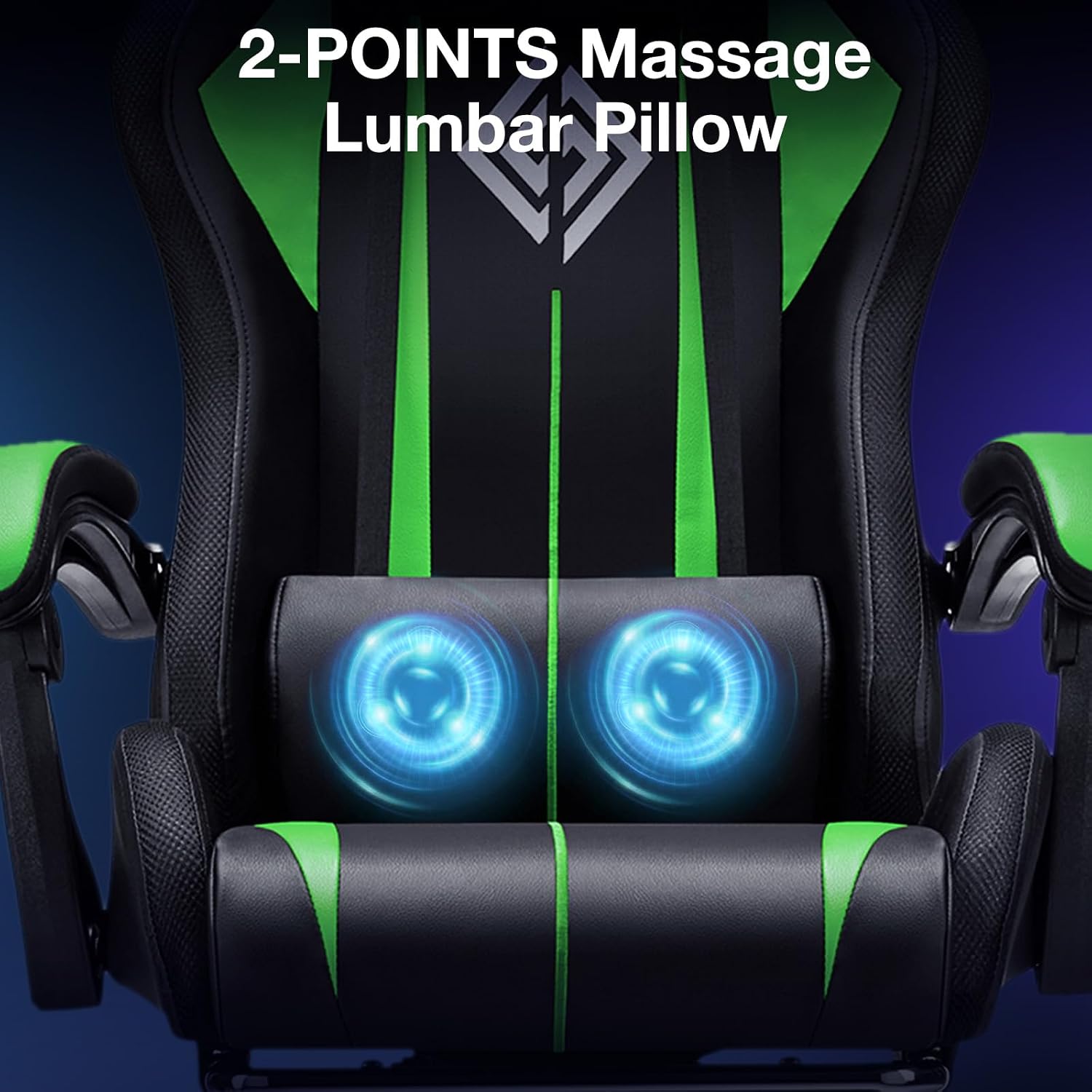 RGB Gaming Chair with LED Lights Massage Ergonomic Computer Gaming Chair High Back Video Game Chair with Footrest and Adjustable Lumbar Support Linkage Armrest Gamer Chairs for Adults Green and Black