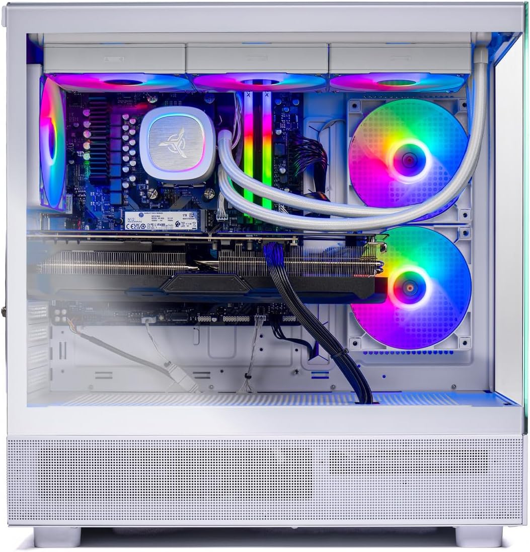 Skytech Gaming Azure 3 Desktop PC, Ryzen 7 7800X3D 4.2 GHz (5GHz Turbo), NVIDIA RTX 5060 Ti 16GB, 1TB Gen4 NVMe SSD, 32GB DDR5 RAM 6000 RGB, 650W Gold PSU, 360mm ARGB AIO, Wi-Fi, Win 11