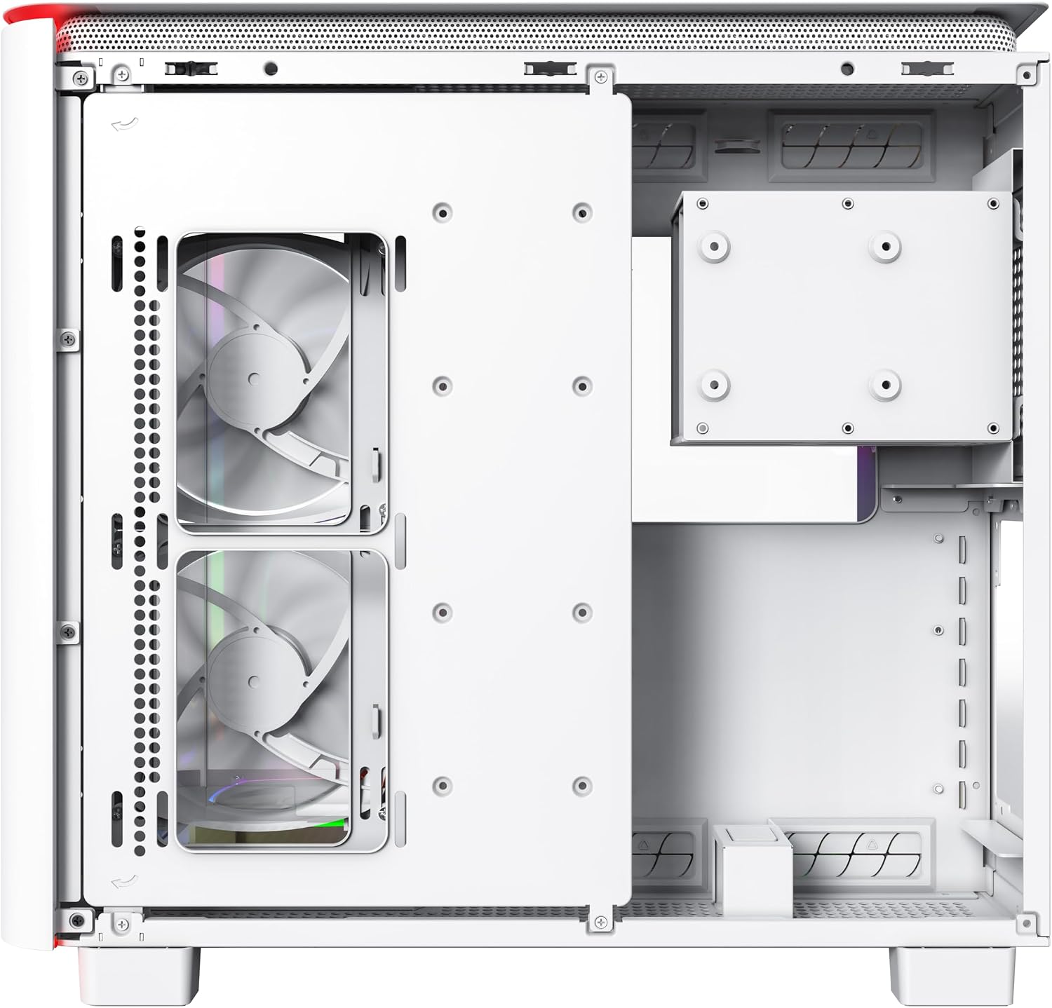 MONTECH King 95 PRO Dual-Chamber ATX Mid-Tower PC Gaming Case, High-Airflow, Toolless Panels, Sturdy Curved Tempered Glass Front, 6 ARGB PWM Fan Pre-Installed with Fan Hub, White
