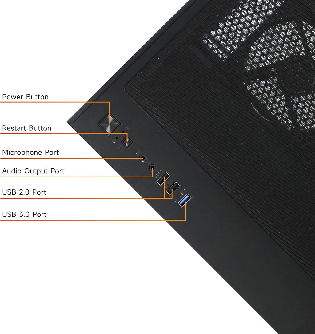 ALCPOK Gaming PC Desktop, AMD Ryzen 7 5700G 3.8GHz, 16GB DDR4 3200MHz RAM, 1TB NVMe SSD, 550W Bronze Power Supply, ARGB Fans,Tower Computer for Office,Photo Editing