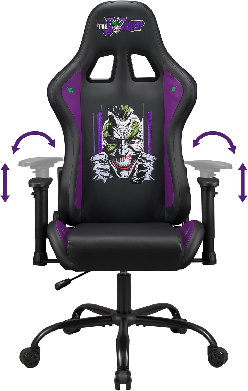 Joker - Gaming Chair or Office Chair, Adult Gamer Chair, Comfortable seat, Integrated headrest, Adjustable armrests and Height, Ergonomic backrest - Black