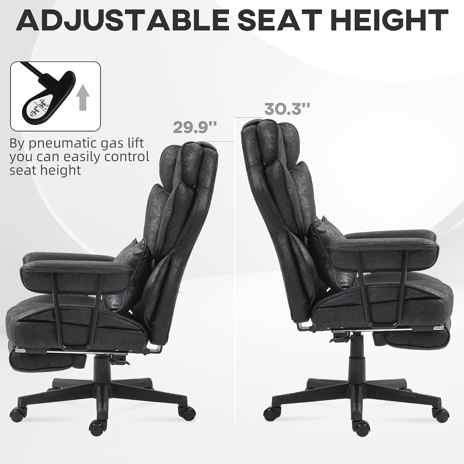 HOMCOM Massage Executive Office Chair with 6 Vibration Points, 400LBS Heated Big and Tall Office Chair with Foot Rest and Lumbar Support, Microfiber Reclining Computer Desk Chair, Black