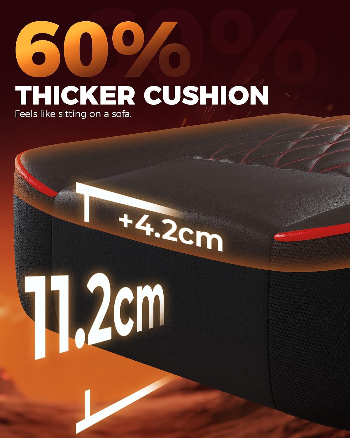 GTPLAYER Big and Tall Gaming Chair with Footrest, Ergonomic Office Desk Chair with 4.4in Thick Cushion and Wide Wingless Seat, Comfortable Leather Computer Chair, Predator Series, Black Red