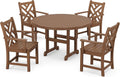 POLYWOOD Chippendale 5-Piece Outdoor Dining Set - Teak - Classic Patio Table and Chairs - Recycled Plastic Lumber - Traditional Garden Furniture for Deck, Backyard, Poolside