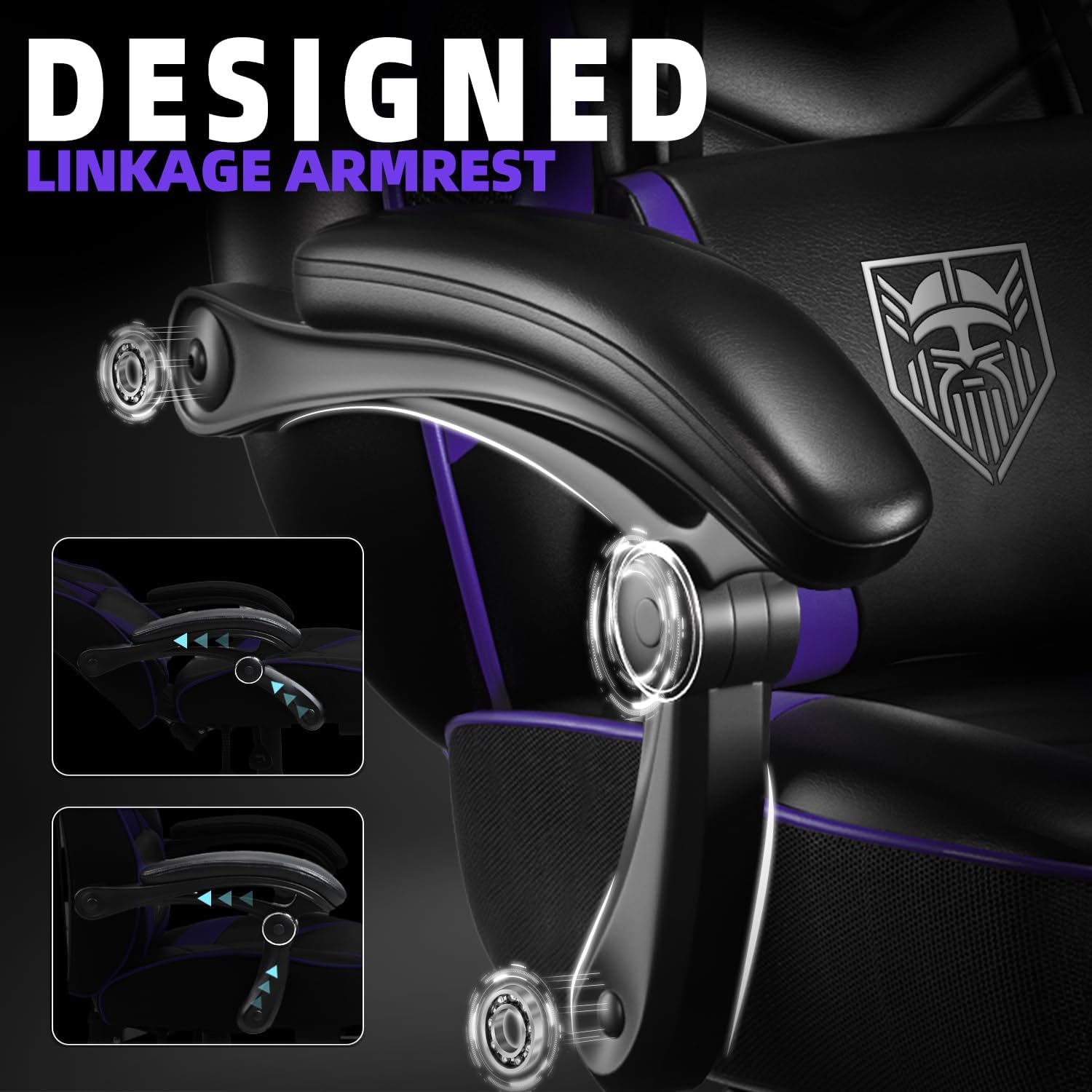 Vonesse Gaming Chair, Big and Tall Gaming Chair with Footrest and Massage, Gaming Chairs for Adults with Lumbar Support, Ergonomic High Back Computer Chair with Pocket Spring Cushion (Purple/Black)