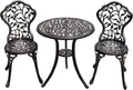 YKSY&YKSY Patio Bistro Set.Rust-Resistant Cast Aluminum Bistro Table Set with Umbrella Hole for Backyard (Leaf DESIGNCOPPER)