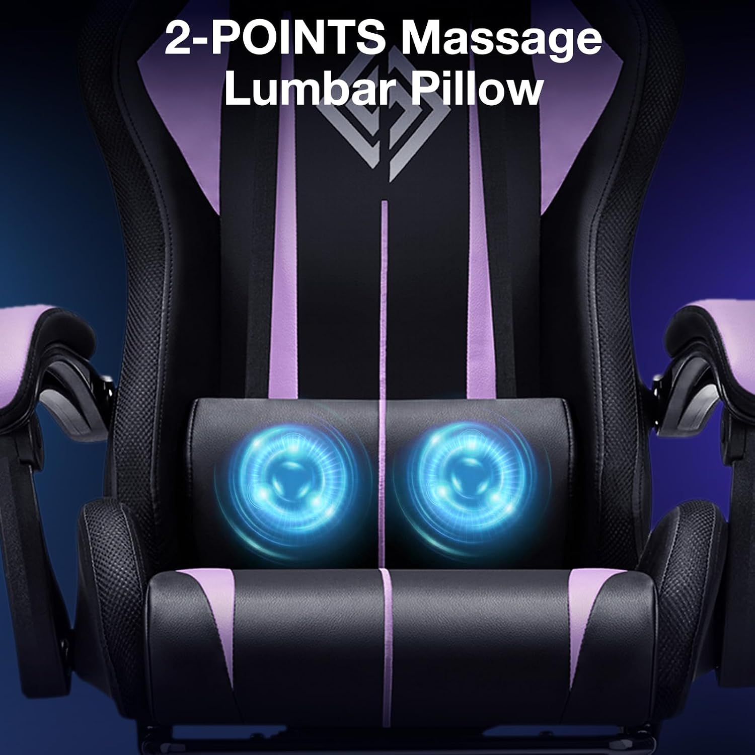 RGB Gaming Chair Massage with LED Lights Ergonomic Computer Gaming Chair with Footrest High Back Video Game Chairs with Adjustable Lumbar Support Purple and Black