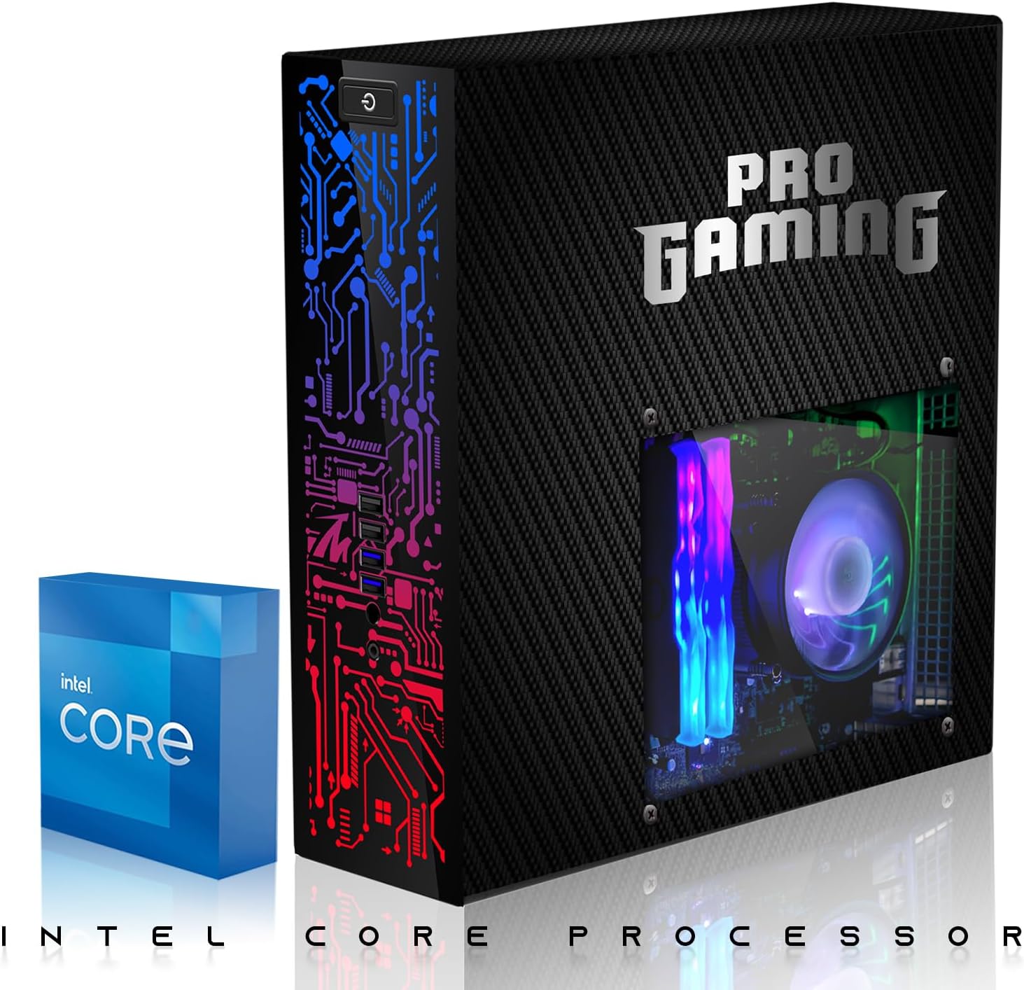 HP Carbon Black Desktop Computer PC–Intel Core i5,16GB ARGB RAM,512GB SSD,GT-1030 Graphic Card,27 Inch Curved Monitor,RGB KBM with AI Copilot Key,RGB Headphone,Webcam,Windows 11 (Renewed)