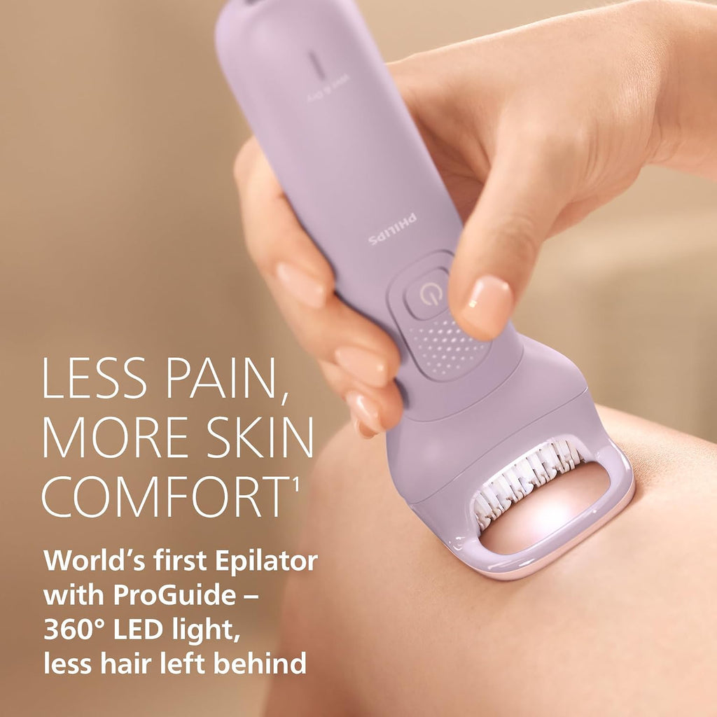Philips Epilator Series 9000 - Cordless Wet and Dry Electric Epilator, Hair Removal for Legs, Body and Bikini, with ProGuide, 9 Accessories Including Pedicure Head, 60 min. Runtime, Model BRE728/00