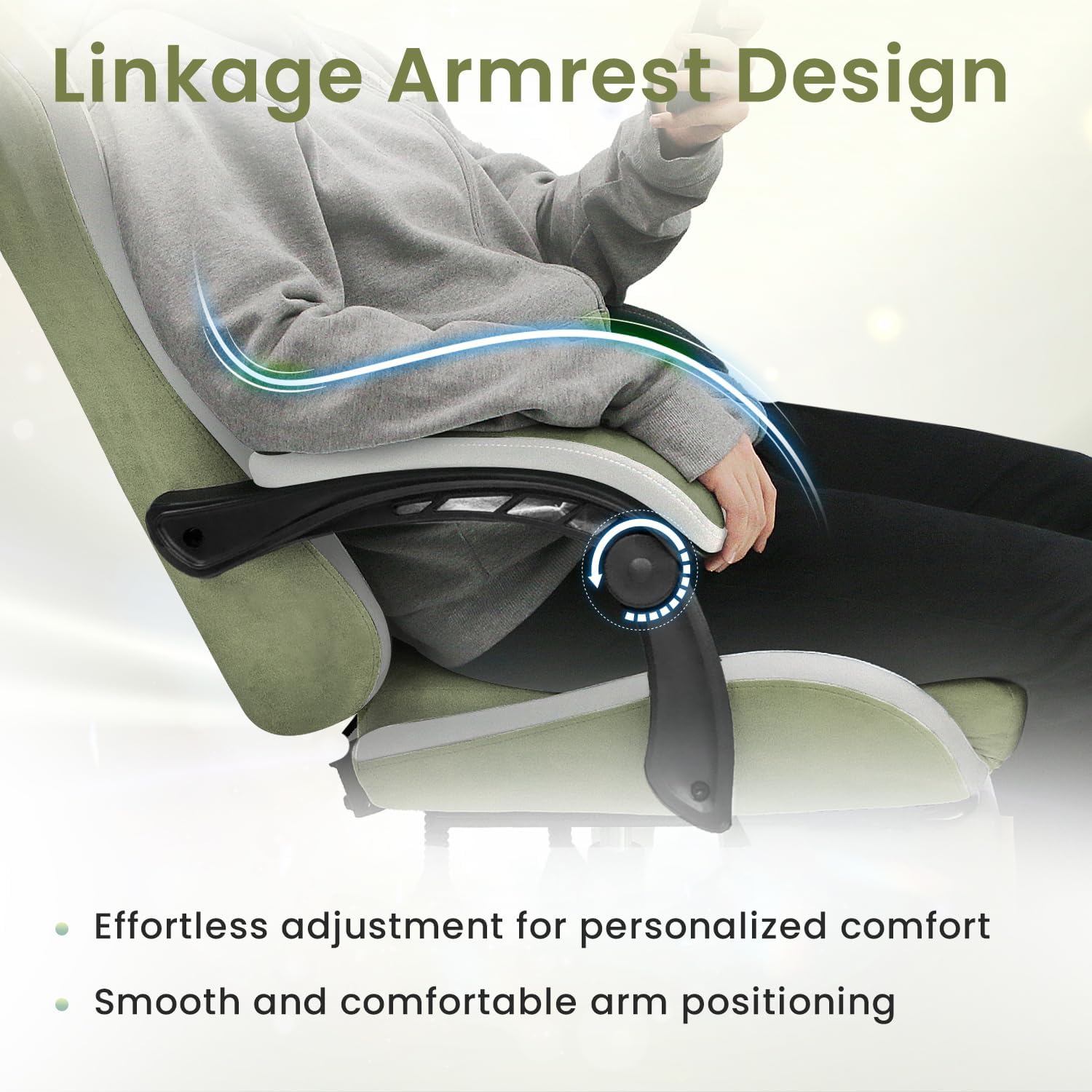 N-GEN GAMING Video Gaming Chair Office Computer Desk Use Ergonomic Reclining Backrest Adjustable Armrests Lumbar Support Footrest High Density Foam Breathable Fabric Heavy Duty Base (Green)
