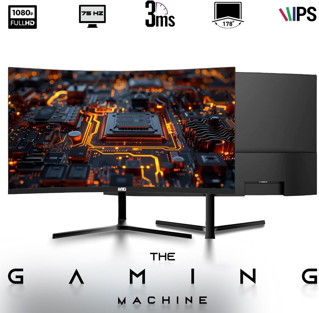 HP Carbon Black Desktop Computer PC–Intel Core i5,16GB ARGB RAM,512GB SSD,GT-1030 Graphic Card,27 Inch Curved Monitor,RGB KBM with AI Copilot Key,RGB Headphone,Webcam,Windows 11 (Renewed)