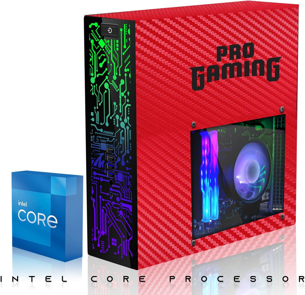 HP Carbon Red Desktop Computer PC–Intel Core i5,16GB ARGB RAM,512GB SSD,GT-1030 Graphic Card,24 Inch Curved Monitor,RGB KBM with AI Copilot Key,RGB Headphone,Webcam,Windows 11 (Renewed)