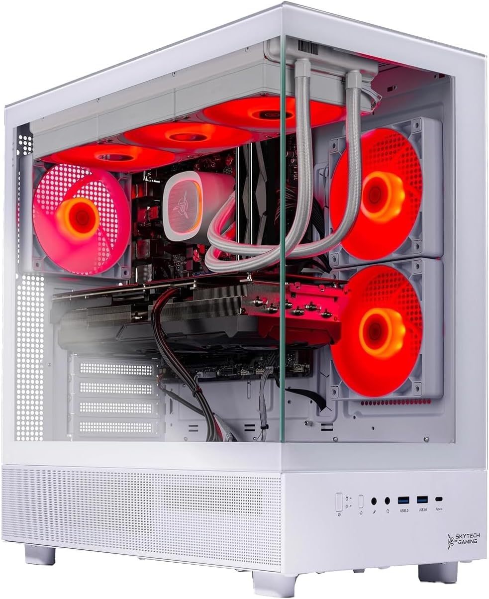 Skytech Gaming Azure 3 Gaming PC, AMD Ryzen 7 7800X3D 4.2GHz, NVIDIA RTX 5060 Ti 16GB VRAM, 1TB Gen4 NVMe SSD, 16GB DDR5 RAM 6000, 650W Gold PSU, 360 ARGB AIO, WI-FI 5, Windows 11, Desktop