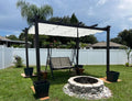 PURPLE LEAF Pergola 10' X 10' Outdoor Retractable Metal Pergola with Canopy Patio Shade for Garden Yard Pavilion Grill for Beach Deck Gazebo, White