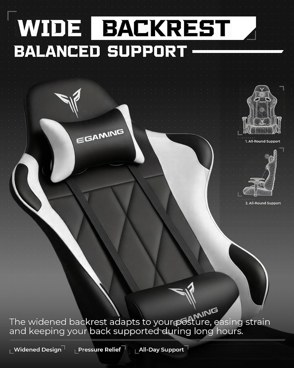 GTPLAYER Gaming Chair, Big and Tall Video Game Chair with High Back PU Leather, Home Office Ergonomic Computer Chair with Footrest, Adjustable Height, 360° Swivel Wheels for Adults and Teens