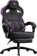 Dowinx Fabric Gaming Chair with Footrest, Big and Tall Ergonomic Gamer Chair with Lumbar Support, Wide Back Computer Chair for Heavy People, Purple