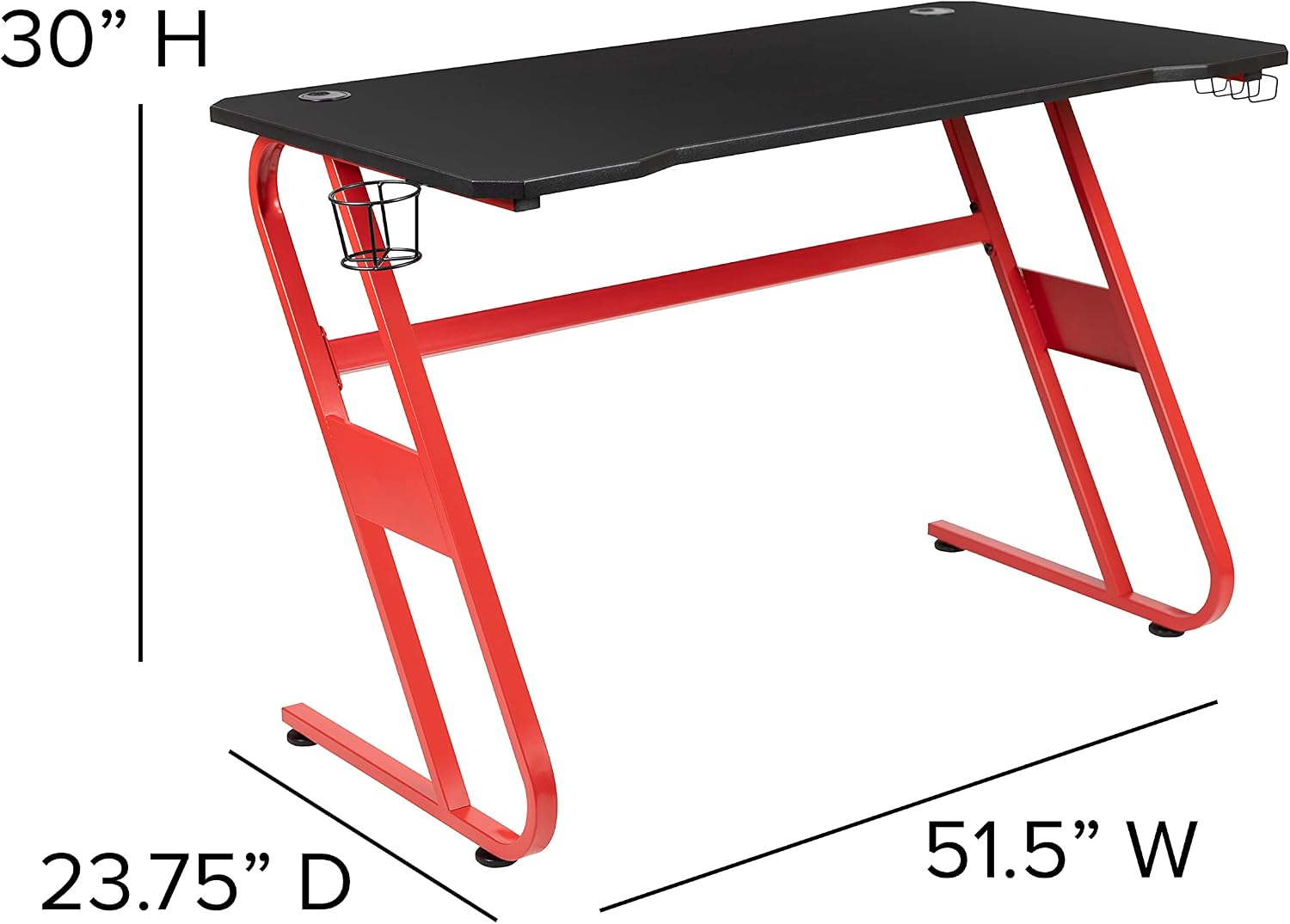 Flash Furniture Red Gaming Desk and Orange/Black Racing Chair Set with Cup Holder and Headphone Hook