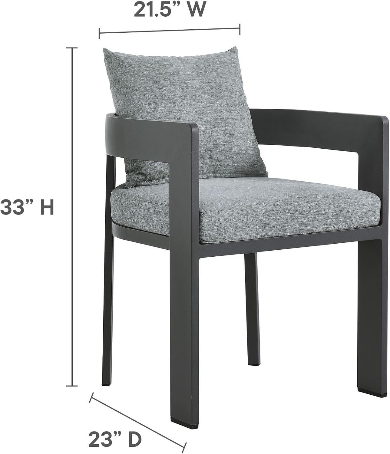 Modway Tahoe Outdoor Patio Powder-Coated Aluminum 5-Piece Dining Set in Gray Gray - Round Patio Furniture Set for 4 - Outside Table with Umbrella Hole and Cushioned Chairs - Modern Patio Set