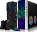 HP G4 Desktop Computer PC AMD Pro A10-9700 R7, 8GB RAM, 256GB SSD, RGB Speaker, RGB Keyboard with AI-Enabled Copilot Key, Mouse, 2X ARGB Fan WiFi, Windows 11 (Renewed)