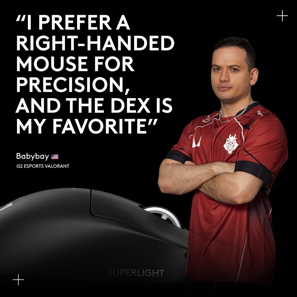 Logitech G PRO X Superlight 2 DEX Wireless Gaming Mouse, 60g pro-Grade Right-Handed Mouse with 5 programmable Buttons, USB-C Charging, 44k DPI Sensor, up to 8 kHz Polling for PC/Mac - Magenta