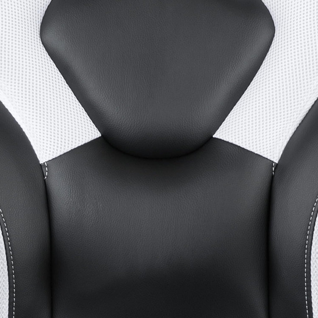 Flash Furniture X10 High-Back LeatherSoft Racing Style Gaming Chair with Flip-Up Arms, Ergonomic Padded Swivel Computer Chair, White/Black
