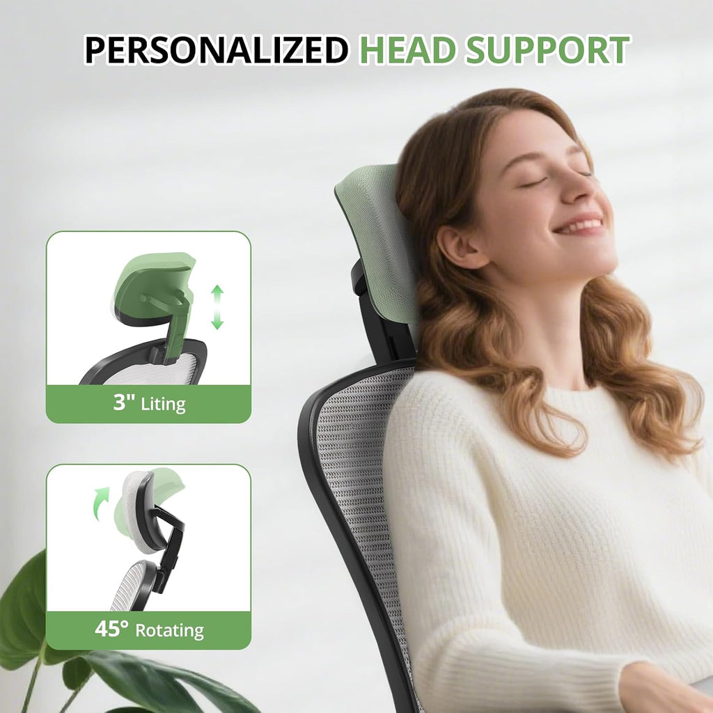 Synorla Office Chair Ergonomic Desk Chair, 330LBS Capacity, High Back Computer Design for Long Hours Comfort, Rolling Swivel Executive Task for Home Office with Flip-up Armrests, Black Grey