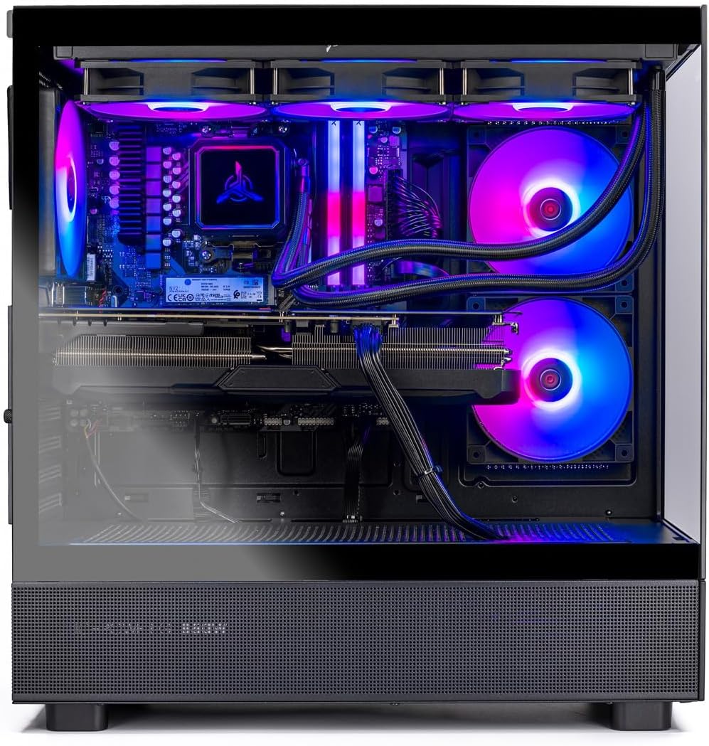 Skytech Gaming Azure 3 Desktop PC, Ryzen 7 7800X3D 4.2 GHz (5GHz), NVIDIA RTX 5080 16GB, 1TB NVMe SSD, 32GB DDR5 RAM 6000 RGB, 850W Gold ATX 3 PSU, 360mm ARGB AIO, Wi-Fi, Win 11