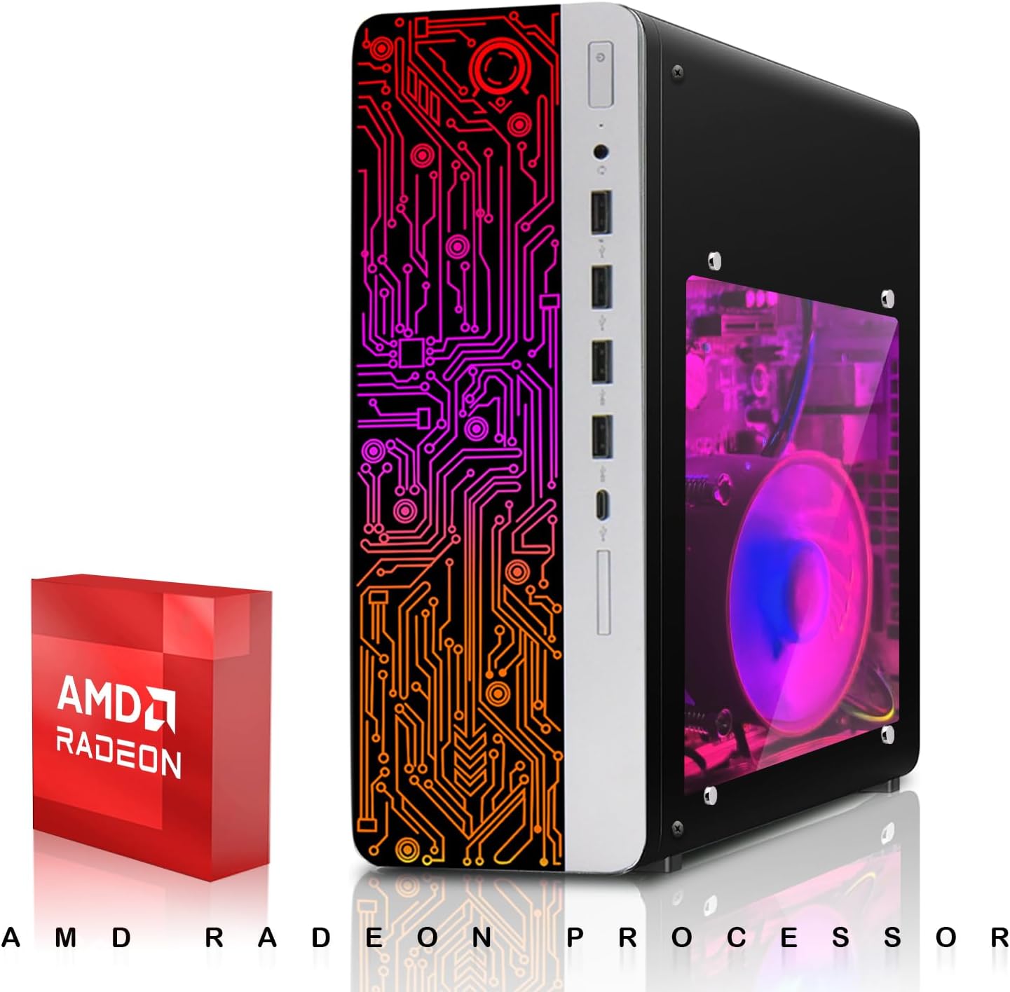 HP Gaming PC Desktop Computer – AMD Pro A10-9700,RX 550 Graphics,8GB RAM,512GB SSD,RGB Keyboard with AI Copilot,Mouse,WiFi,RGB Headphone,Windows 11(Renewed)
