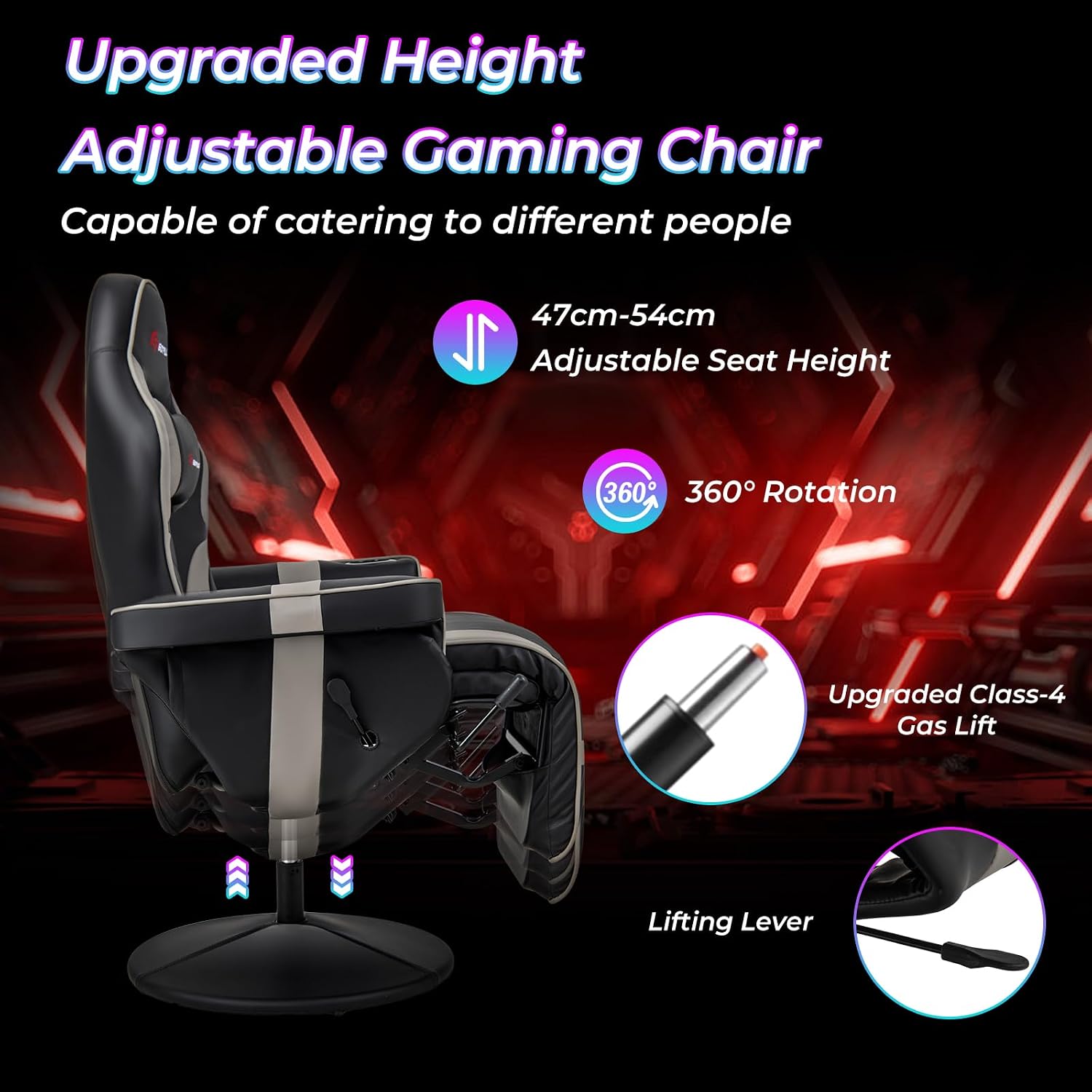 Goplus Gaming Chair, Height Adjustable Massage Video Game Chair with Retractable Footrest, Cup Holder, Headrest, Swivel Office Chair, Racing Style Swivel Gamer Chair