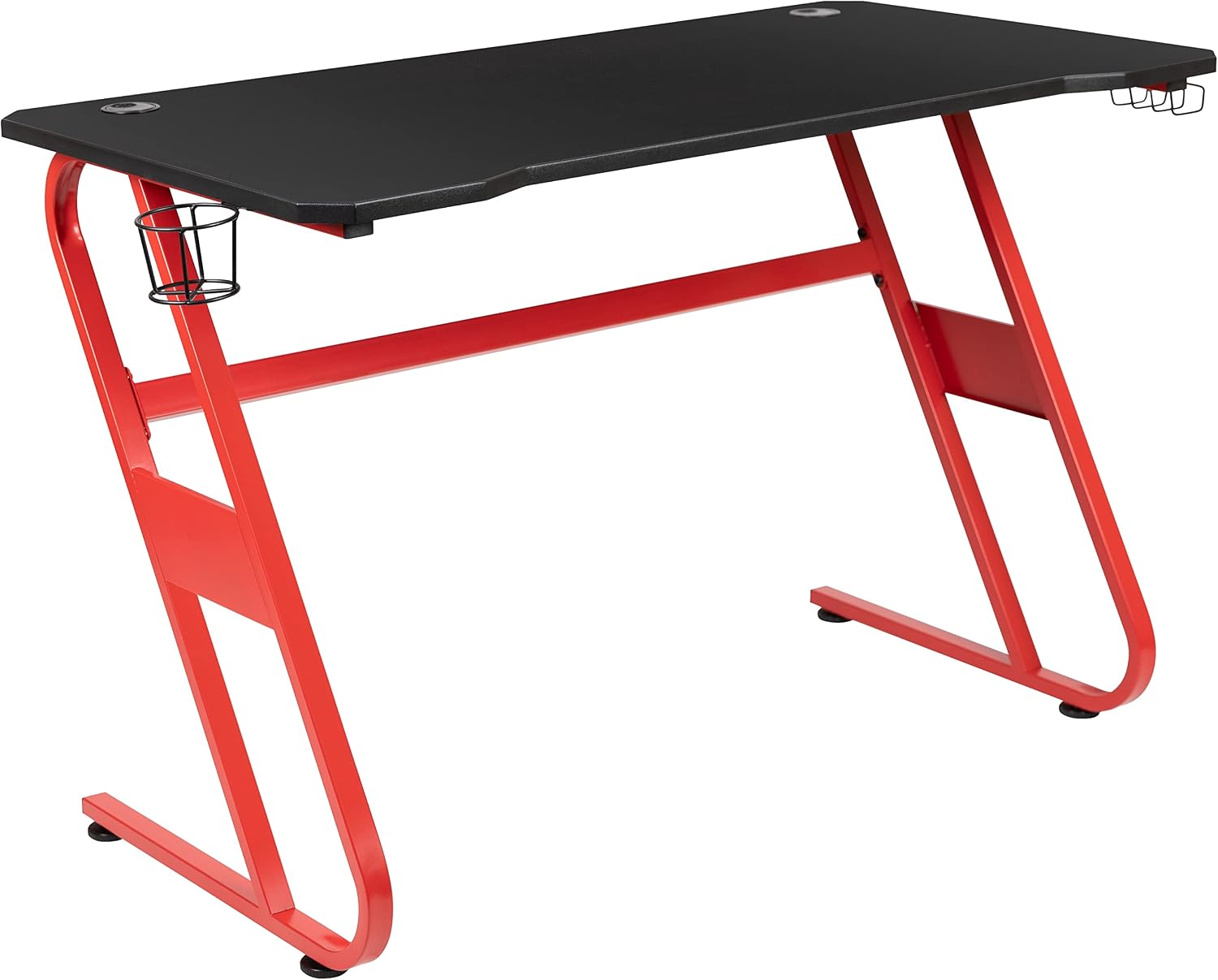 Flash Furniture Red Gaming Desk with Cup Holder/Headphone Hook & Gray Reclining Gaming Chair with Footrest