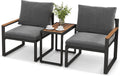 Tangkula 3 Pieces Patio Furniture Set, Aluminum Frame Weatherproof Outdoor Conversation Set with Soft Cushions for Backyard, Poolside, Porch, Balcony