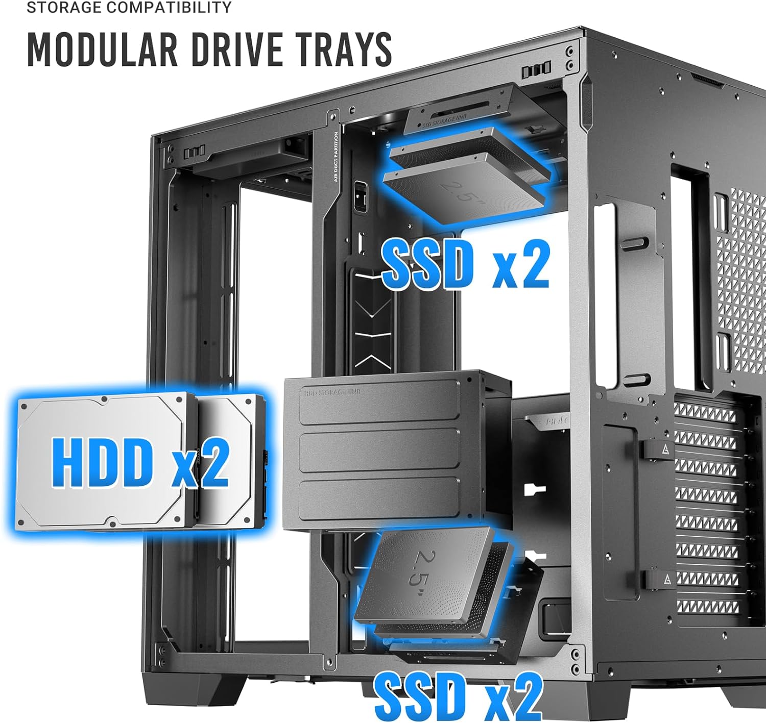 Antec C8 ARGB, 2X TQR 160mm & 1x TQ 140mm ARGB PWM Fans Included,Dual-Chamber Layout, Type-C, 360mm Radiator Support, Seamless TG Front & Side Panels, RTX 40 Compatible, Full-Tower E-ATX PC Case