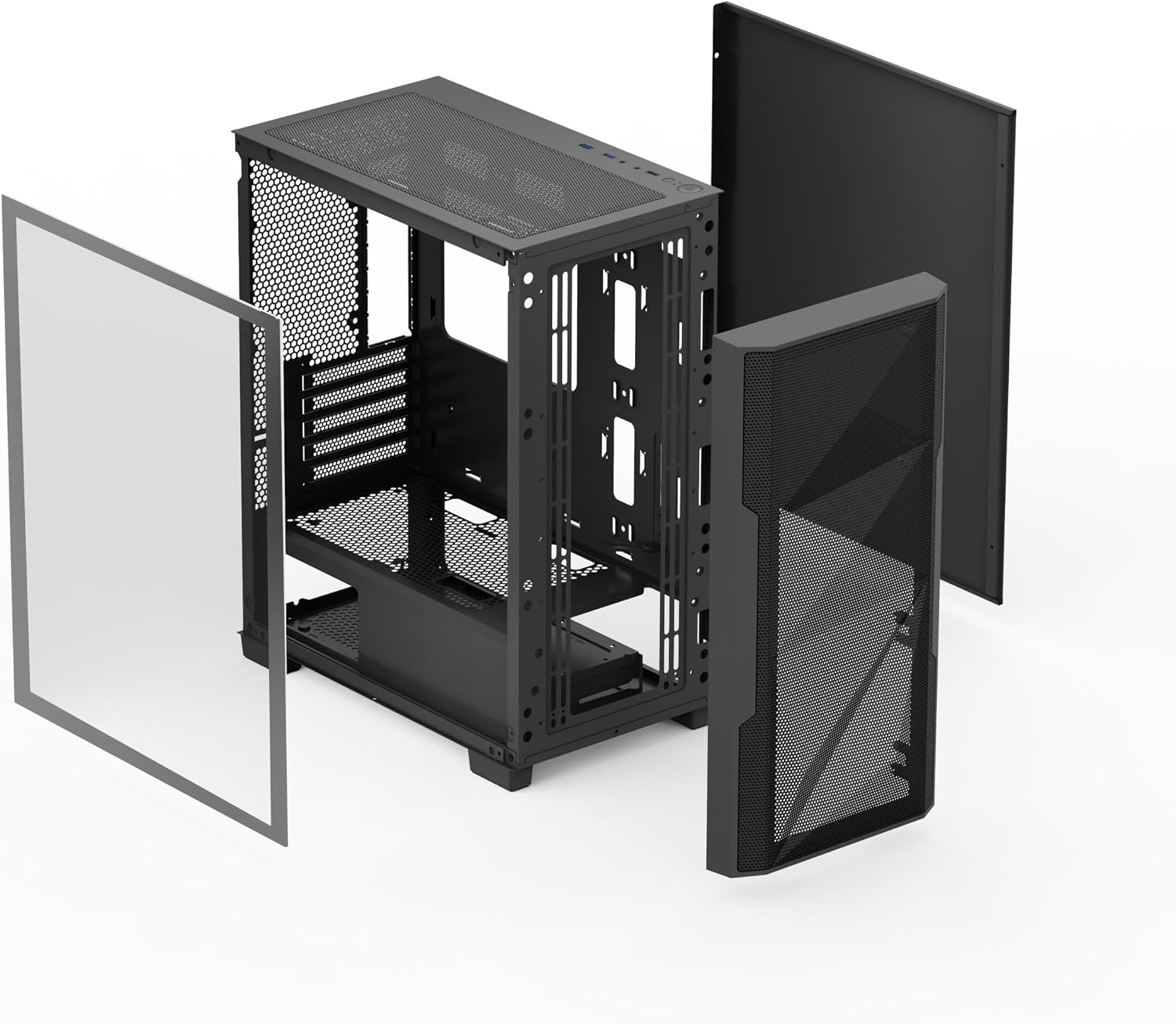 Rosewill FBM-X6 Micro ATX Mid Tower Case - Tempered Glass Side Panel, High Airflow, 4X PWM ARGB Fans, Dedicated Cable Routing Clips, Pre-Installed 650W 80+ Gold Power Supply - Black