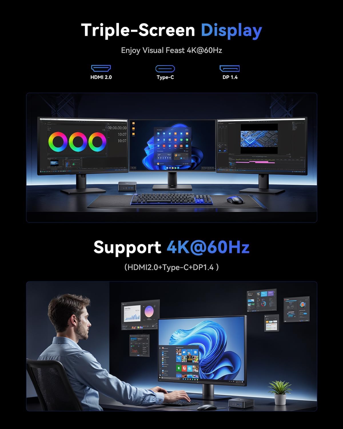 KAMRUI E3 Mini PC, AMD Ryzen 5 3500U 16GB RAM 512GB ROM Mini Computers(Beat 3550H/N150), 4C/8T, Up to 3.7GHz Micro pc, 4K Triple Display USB3.2 Type-C+HDMI+DP, Dual LAN Port mini Desktop Computers