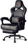 VITESSE Big and Tall Gaming Chair 400lb Weight Capacity with Footrest, Ergonomic Video Game Chair for Adults with Oversized Headrest and Lumbar Pillow, Computer Chair Gaming for Office (Black+Orange)
