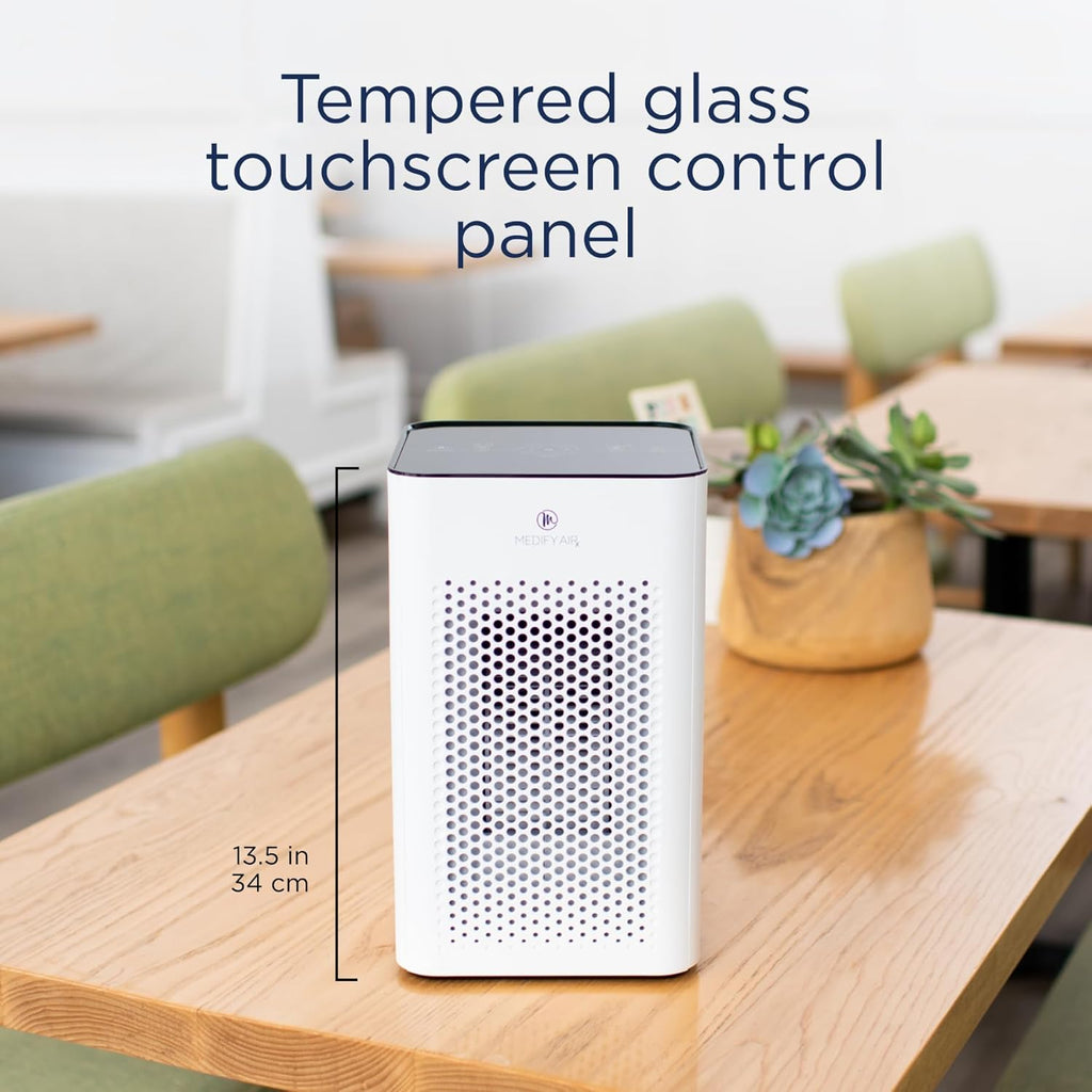 Medify MA-25 Air Purifier with True HEPA H13 Filter | 825 ft² Coverage in 1hr for Allergens, Smoke, Wildfires, Odors, Pollen, Pet Dander | Quiet 99.9% Removal to 0.1 Microns | White, 1-Pack