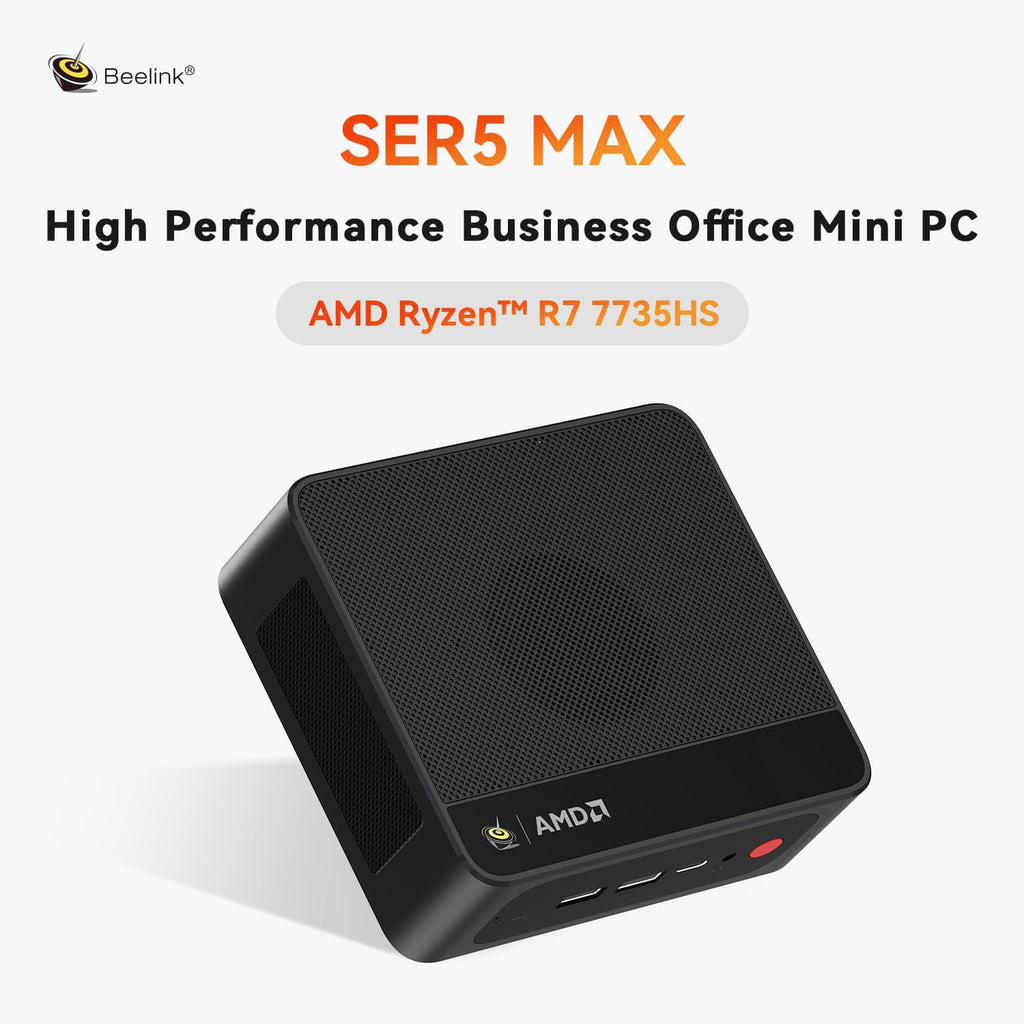 Beelink SER5 MAX Mini PC, AMD Ryzen 7 7735HS(6nm, 8C/16T) up to 4.75GHz, Mini Computer 24GB LPDDR5 RAM 1TB NVME SSD, Desktop PC 4K@60Hz Triple Display, Mini Gaming Computer WiFi6/BT5.2/HTPC/W-11 Pro