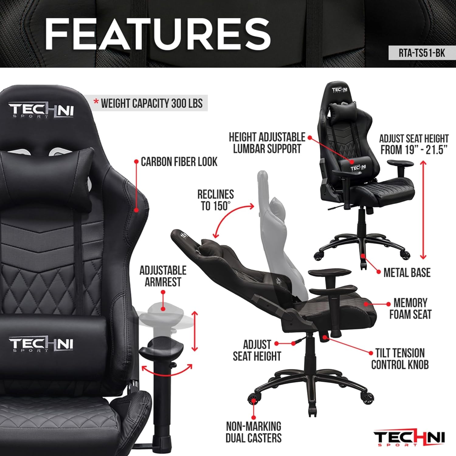 Techni Sport GG Black Gaming Chair