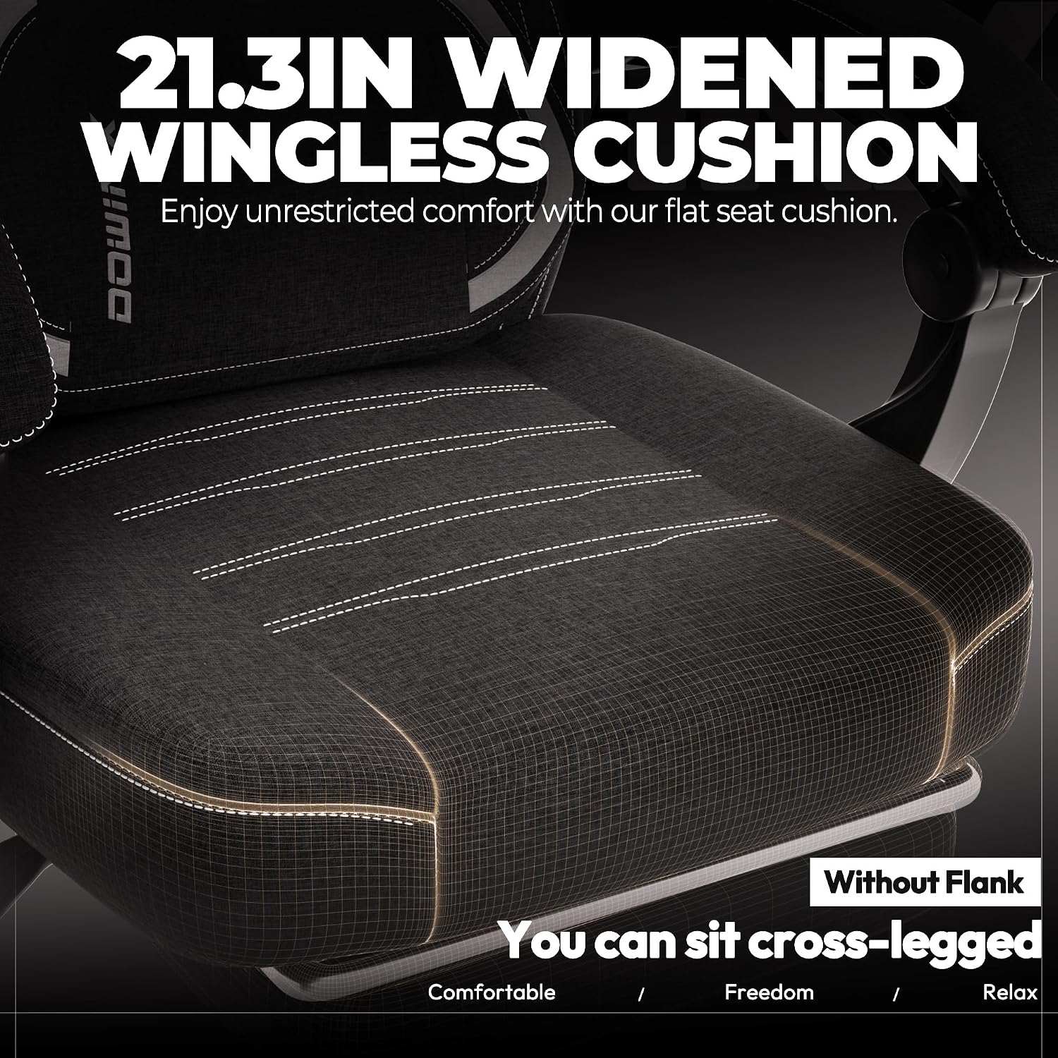 Dowinx Fabric Gaming Chair with Footrest, Big and Tall Ergonomic Gamer Chair with Lumbar Support, Wide Back Computer Chair for Heavy People, Black