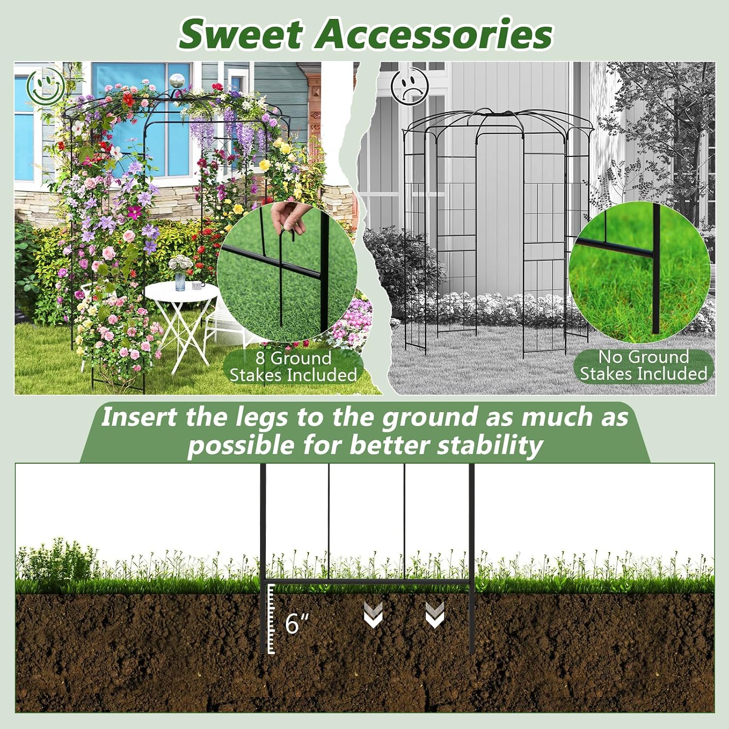 Giantex Birdcage Shape Gazebo - 9.3' H x 6.5' W Metal Arch Trellis for Climbing Plants Clematis Vines, French Style Pergola Pavilion Garden Arbor for Weddings Photoshoots Ceremony Party Outdoor Decor