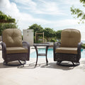 Allewie Patio Furniture Set, 3 Piece Wicker Patio Bistro Set Swivel Rocking Chairs Set of 2 with Coffee Table Outdoor Rattan Conversation Chairs for Porch Backyard Poolside, Khaki