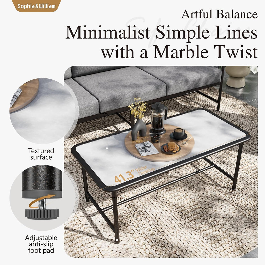 Sophia & William Patio Furniture Set, 4-Piece Metal Outdoor Patio Conversation Set with Coffee Table, Outdoor Furniture with Thick Cushion and Large Seat for Deck Backyard Garden Porch Pool
